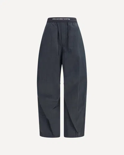 Alexander Wang Trousers With Elastic Waistband And Contrasting Jacquard Logo In Black