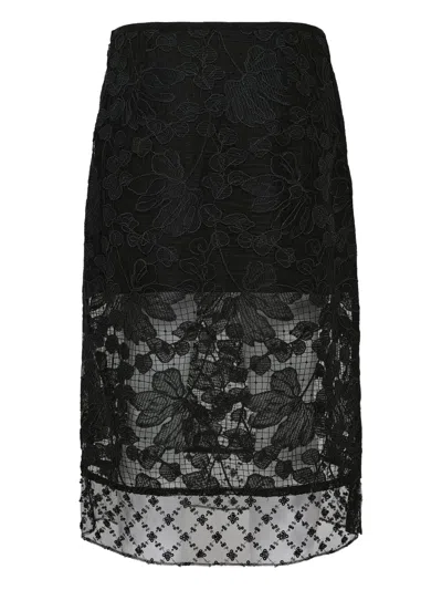 3.1 Phillip Lim Floral-lace Midi Skirt In Black