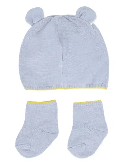 Gensami Ear-flap Wool Hat Set In Blue