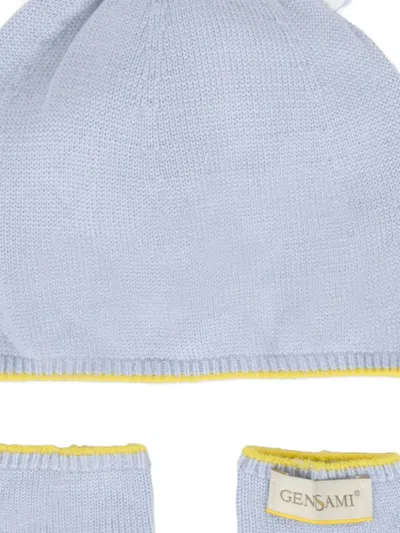 Gensami Ear-flap Wool Hat Set In Blue