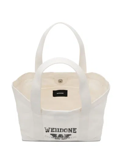We11 Done Collegiate-logo Tote Bag In White