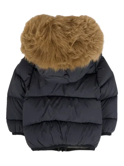 绗缝人造皮草连帽夹克