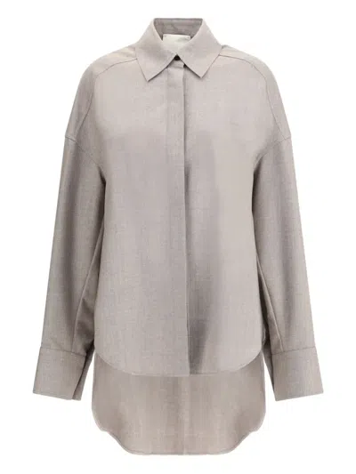 Di Stavnitser Curved-hem Shirt In Gray