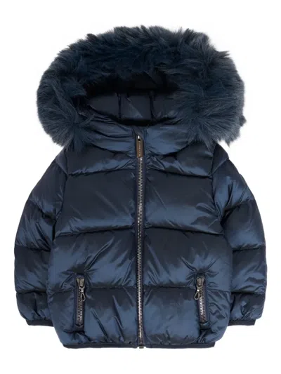 Colmar Blue Down Jacket For Baby Girl With Logo In Blue