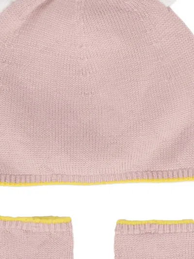 Gensami Bear-ear Wool Hat Sock Set In Pink
