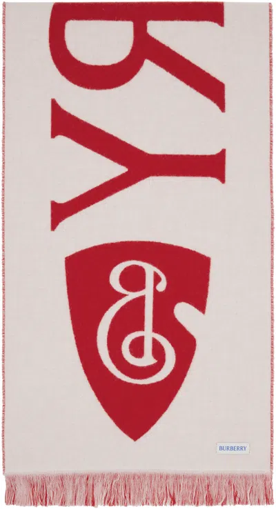 Burberry Womens Post Football Logo Wool Scarf In Red