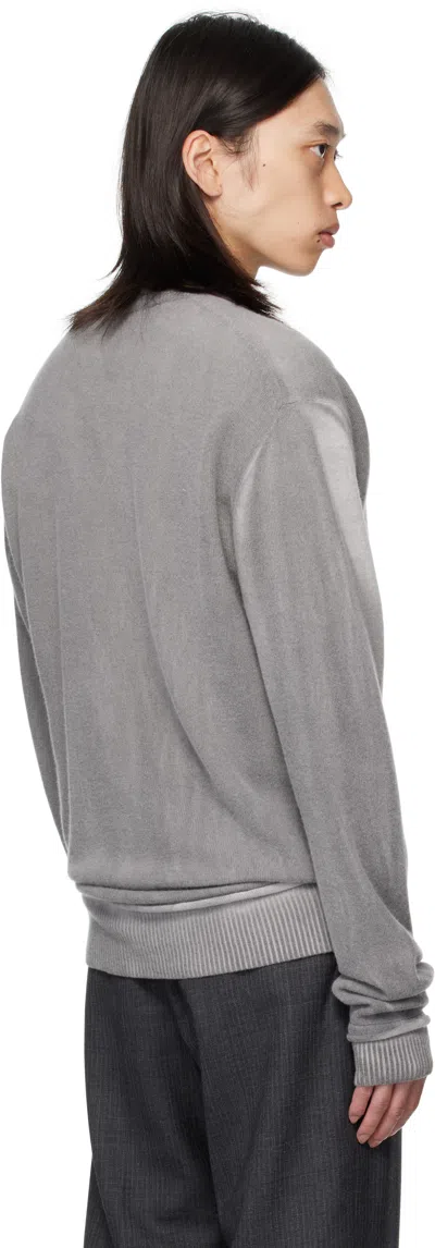 Our Legacy Muted Grey Crew Neck Sweater With Ribbed Detailing In Gray