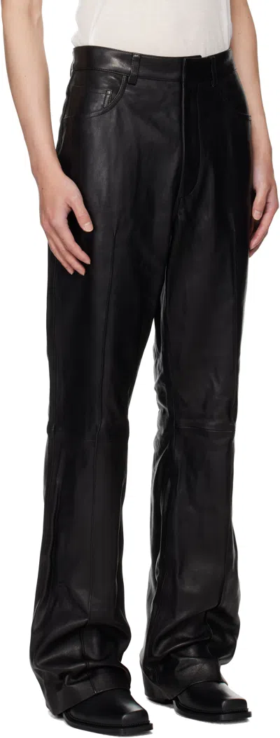 Amiri Leather Bootcut Trousers In Black