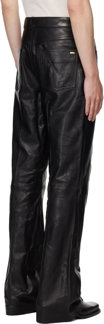 Amiri Leather Bootcut Trousers In Black