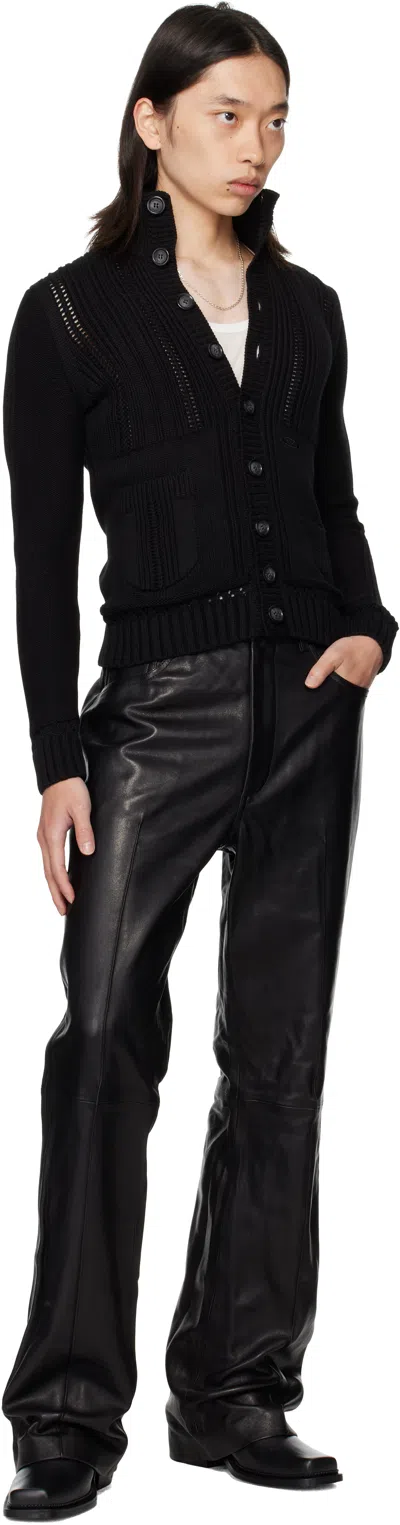 Amiri Leather Bootcut Trousers In Black