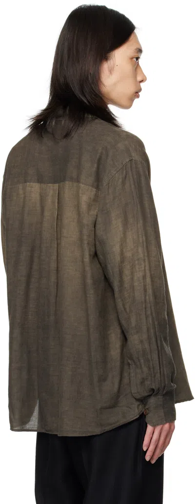 Our Legacy Long-sleeved Button-up Shirt With Classic Collar And Textured Fabric In Neutral