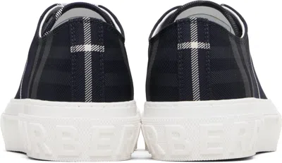Burberry Navy Check Sneakers In Black