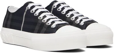 Burberry Navy Check Sneakers In Black