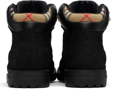 Burberry Suede Ankle Boots Padded Collar In Black
