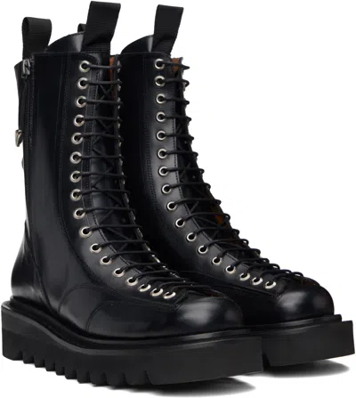 Toga Virilis Black Lace-up Boots