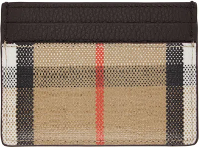 Burberry Textured Finish Cardholder Featuring Contrast Stitching In Brown