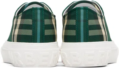 Burberry Check Nylon Blend Sneakers In Green