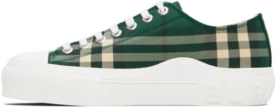 Burberry Check Nylon Blend Sneakers In Green