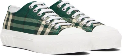 Burberry Check Nylon Blend Sneakers In Green
