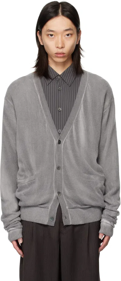 Our Legacy V-neck Wool Cardigan Featuring Front Pockets In Gray