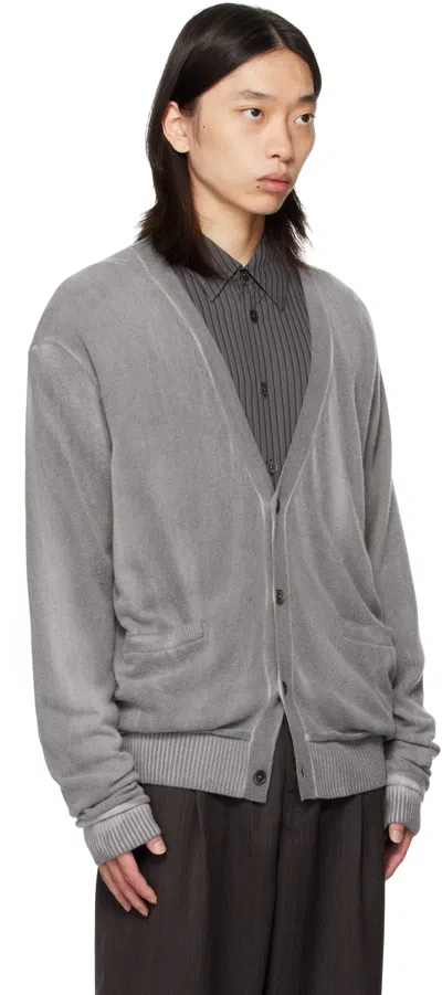Our Legacy V-neck Wool Cardigan Featuring Front Pockets In Gray