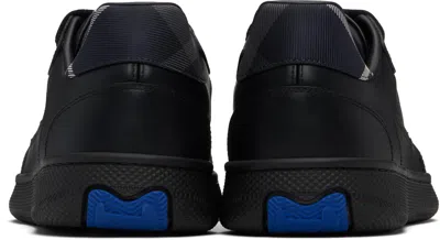 Burberry Leather And Check Terrace Sneakers In Black