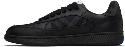 Burberry Leather And Check Terrace Sneakers In Black