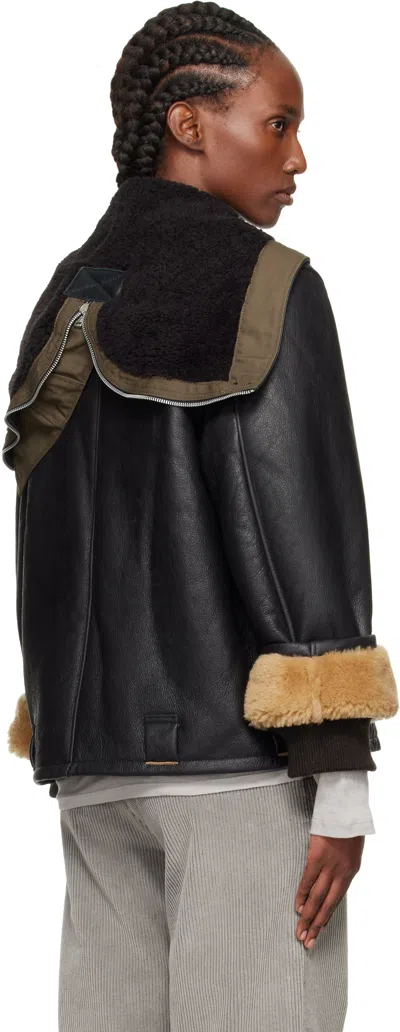 Our Legacy Blizzard Hooded Grained Leather Jacket In Black