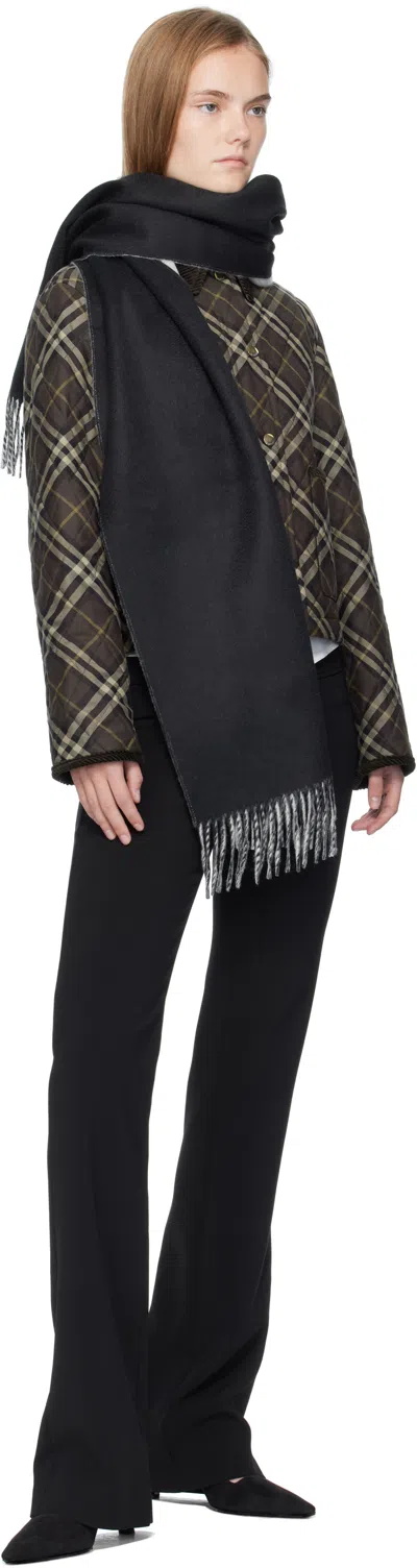 Burberry Cashmere Embroidered Ekd Scarf In Black