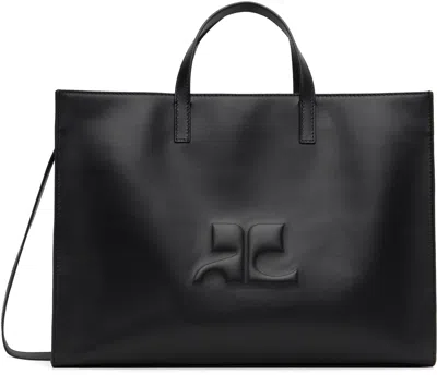 Courrèges Black Heritage Ac Leather Tote In Black