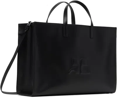 Courrèges Black Heritage Ac Leather Tote In Black