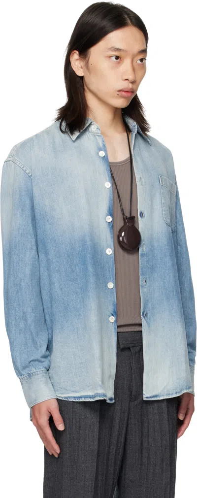 Our Legacy Long Sleeve Shirt With Chest Pocket Design In Blue