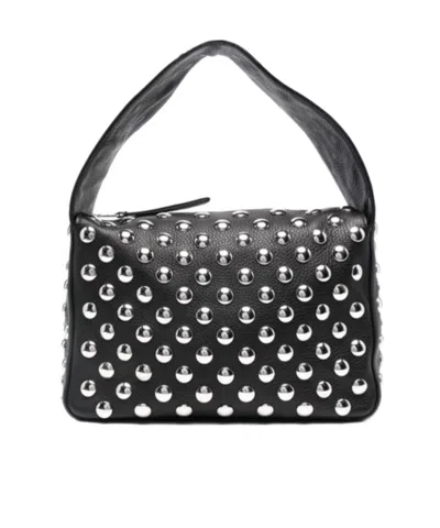 Khaite Elena Small Studded Textured-leather Shoulder Bag In Black