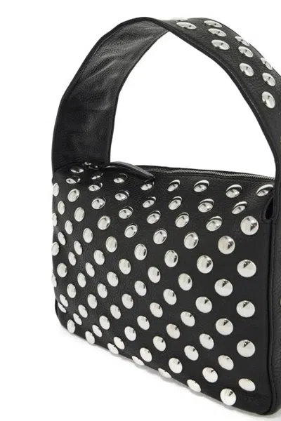 Khaite Elena Small Studded Textured-leather Shoulder Bag In Black