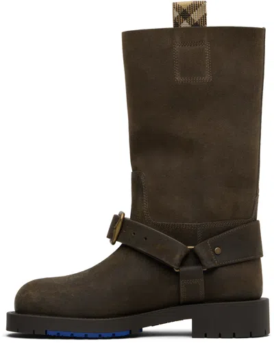 Burberry Soft Saddle Suede Knee-high Boots In Brown