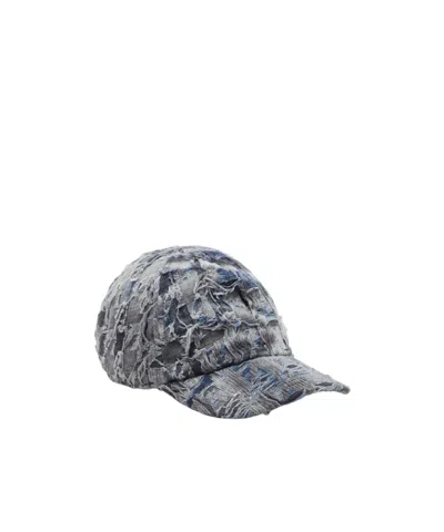 Diesel Curved Brim Distressed Baseball Cap In Blue