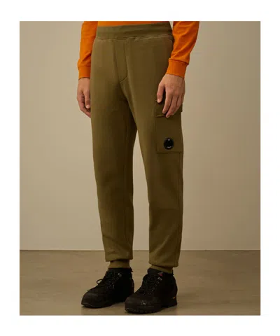 C.p. Company C.p.company Diagonal Raised Fleece Lens Sweatpants In Brown