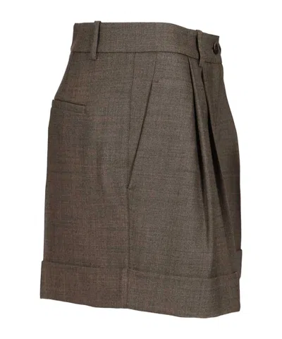 P.a.r.o.s.h Wool Blend Pleated Shorts Trousers Grey In Green