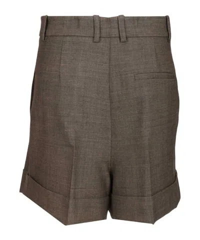 P.a.r.o.s.h Wool Blend Pleated Shorts Trousers Grey In Green