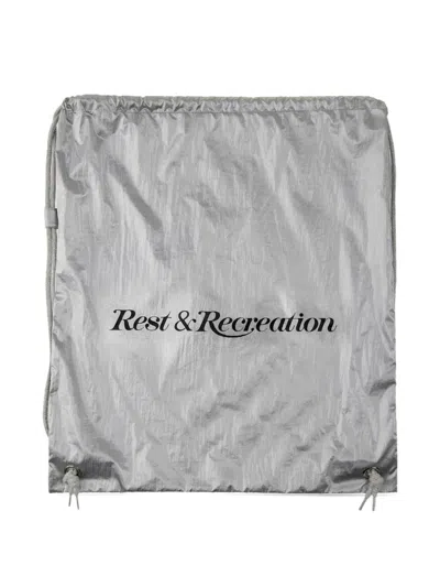 Rest&recreation Drawstring Nylon Backpack In Silver