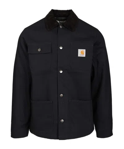 Carhartt Button-up Black Michigan Coat With Structured Collar In Blue