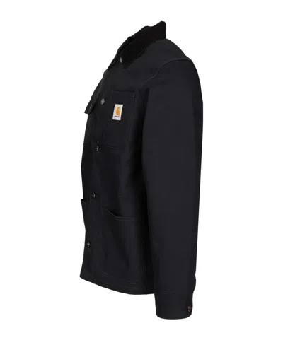 Carhartt Button-up Black Michigan Coat With Structured Collar In Blue