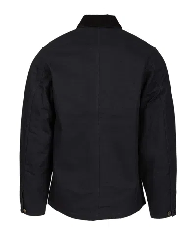 Carhartt Button-up Black Michigan Coat With Structured Collar In Blue