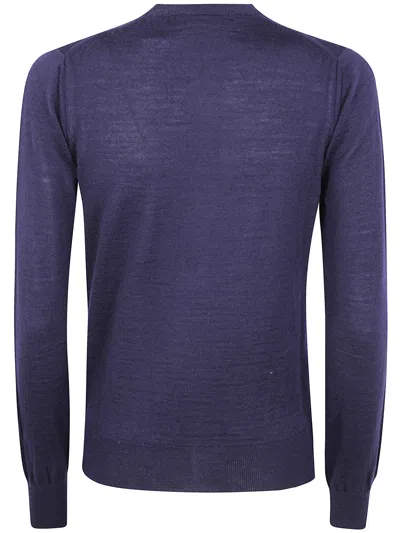 Comme Des Garçons Ribbed Hem Long Sleeve Crew Neck Cardigan In Blue