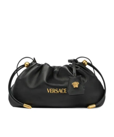 Versace Mini Tag Shoulder Bag In Black