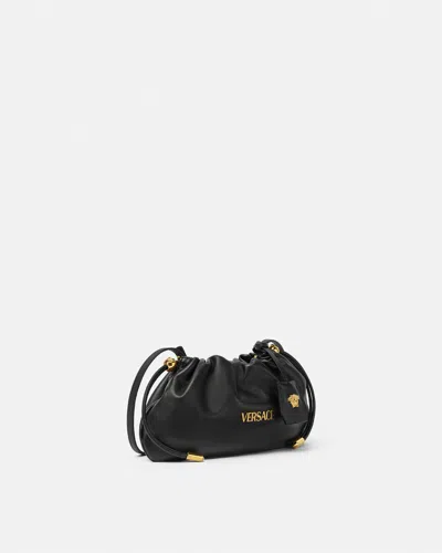 Versace Mini Tag Shoulder Bag In Black