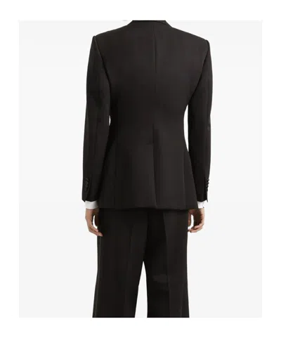 Dolce & Gabbana Satin Lapel Blazer Structured Shoulders Straight Hem In Black