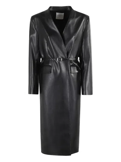 Isabelle Blanche Belted Wrap Coat In Black