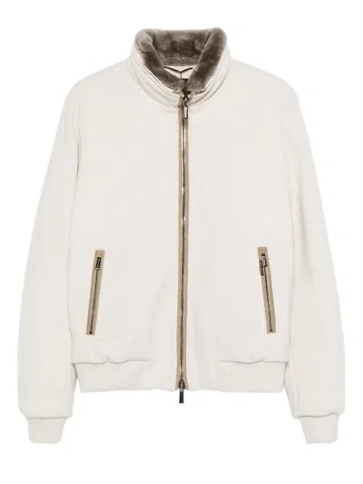 Moorer Long-sleeved Stand-up Collar Jacket In Neutral