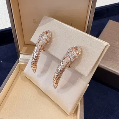 Pre-owned Bvlgari Serpenti 18k Rose Gold Diamond Earrings